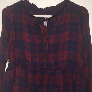 FRANCHESCAS peplum flannel with tie